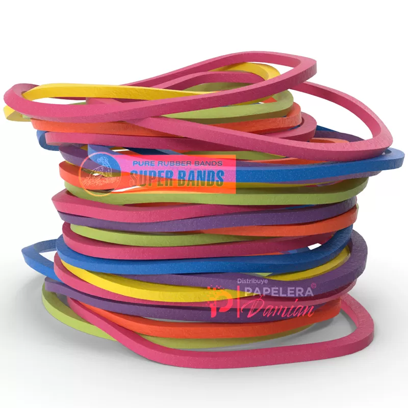 Gomita bandas elasticas de colores 100% latex Super Bands Nº 40 2mm bolsa de 500 gramos