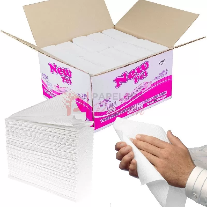 Toallas Intercaladas Blanco Puro Tissue New Pel Pack 2000u