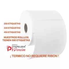 Etiqueta termica 100mm x 152mm rollo 500 etiquetas adhesivas