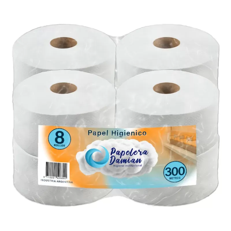 Papel Higiénico Blanco Tissue Jumbo 8 Unid. X 300 Mts