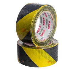 Cinta Demarcatoria Duct tape AUCA amarillo y negro multiuso 48mm x 30mt adhesiva fibrada alta resistencia