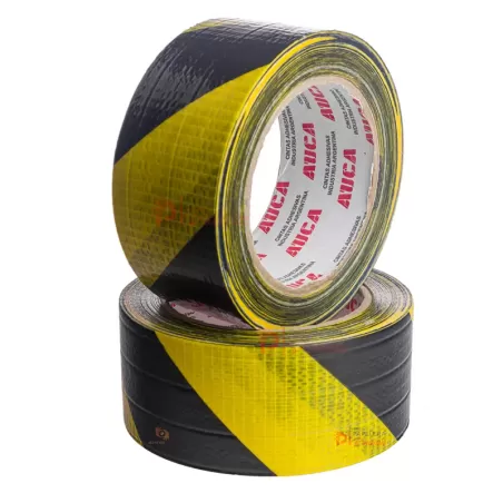 Cinta Demarcatoria amarillo y negro AUCA 48 mm x 30 metros adhesiva fibrada multiuso de alta resistencia