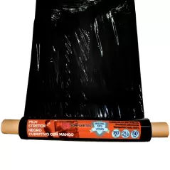 Film Stretch negro con mango 50cm virgen para paletizar