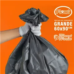 Bolsas de Residuos para Consorcios 60x90 Flowi reforzada antigoteo negras Caja de 24 rollos x10u 240 bolsas