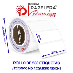 Etiqueta termica 50x25 mm rollo 500 etiquetas adhesivas ideal productos FULL