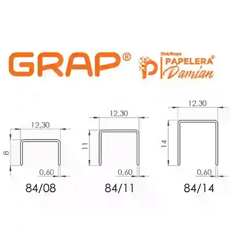 Grampas Grap 84/11 para Engrapadora neumatica clavadora engrapadora manual para tapizar engrapadora eléctrica Caja de 12500 unid