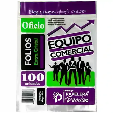 Folios Oficio transparentes Luma polipropileno 100 folios extra cristal 11 perforaciones