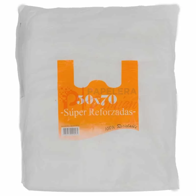 Bolsas Camiseta 50x70 Blanca Mamut alta densidad Reforzadas