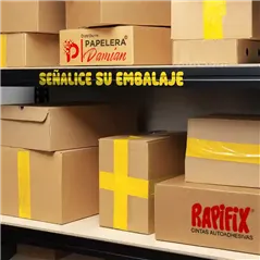 Cinta de embalaje de colores Rapifix adhesiva 48mm 50 metros Caja de 36 rollos amarillo