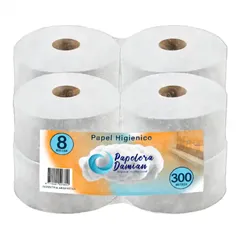 Papel Higienico 300 metros Jumbo cono angosto Blanco Tissue pack de 8 rollos