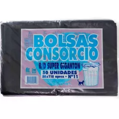 Bolsa de Consorcio Residuo 80 x 110 reforzada gruesas negras sobre x 50u