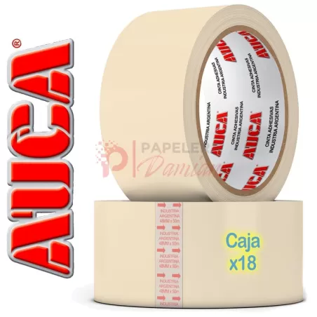 Cintas de papel 48mm AUCA 50 mt Caja de 18 rollos adhesiva