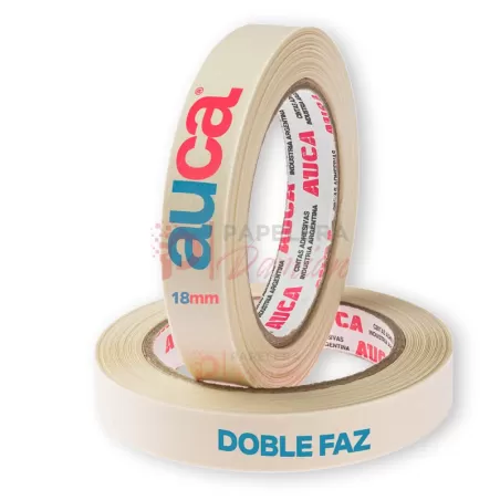 Cinta doble faz o bifaz 18 mm papel AUCA rollo de 30 metros