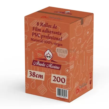 Film PVC adherente 38cm x 200 Abuela Marina Gastronomia cocina Caja 8 rollos