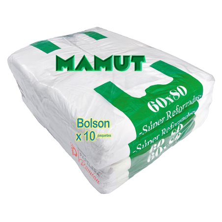 Bolsas Camiseta 60x80 Reforzadas Blancas Mamut alta densidad Bulto x1000